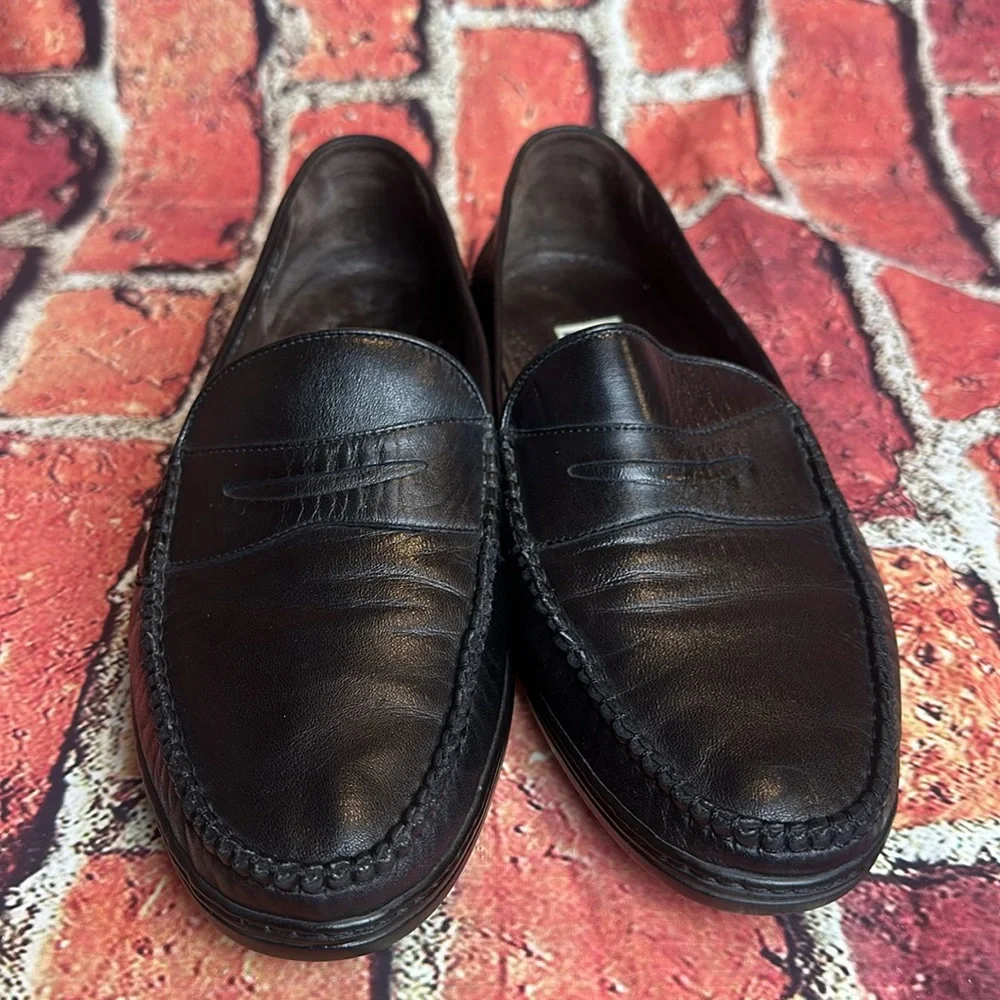 Vintage BRAGANO- BLACK Soft LEATHER Loafer made in ITALY Men's 10 M